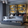 Twin Size Wooden Daybed with Glass-Door Storage Cabinets, Built-in LED Lighting and Shelves - 3 of 4