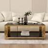 KTMBDW Glass Coffee Table, Large 2-Tier Accent Furniture for Living Room, Bedroom w/Metal Frame, Tempered Glass Shelves-Black & Gold - 2 of 4