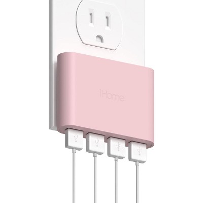 iHome Slim 4-Port USB Wall Charger, AC Pro Multiport Plug Adapter, Phone Charging Block with 4 Ports, Flat USB Wall Adapter for Home & Travel