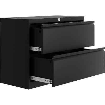 2-Drawer File Cabinet with Lock, Metal Lateral Filing Cabinets for Letter/Legal Size Documents, Heavy Duty File Storage for Home Office, Black