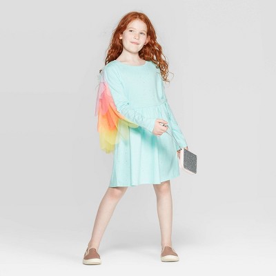 Toddler Girls' Unicorn Long Sleeve Dress - Cat & Jack™ Aqua Blue : Target