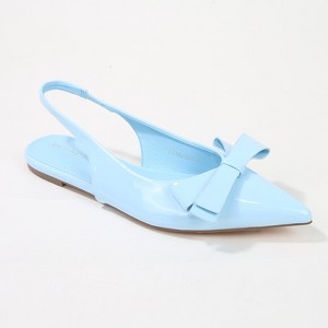Berness Women's Cinnamon Point Toe Slingback Flats with Oversize Bow - 1 of 4