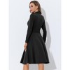 Allegra K Women's Elegant Work Sheath Mock Neck Flare Long Sleeve Knit Midi Dress - 4 of 4