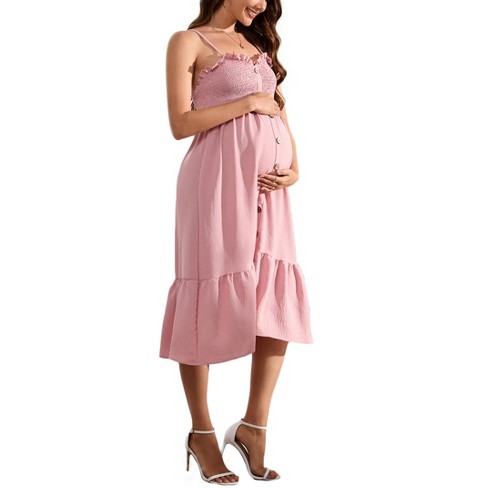Spaghetti Strap Maternity Bridesmaid Dress for Photoshoot Long Satin Leg Split Pregnant Prom Party Gown