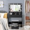 Costway Vanity Table Set with Lighted Mirror 8 LED Bulbs Large Drawer Cushion Stool - 3 of 4
