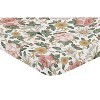Sweet Jojo Designs Girl Baby Fitted Mini Crib Sheet Vintage Floral Pink Green and Yellow - 2 of 4
