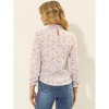 Allegra K Women's Boho Vintage Ruffled Neck Keyhole Back Floral Blouse - 3 of 4
