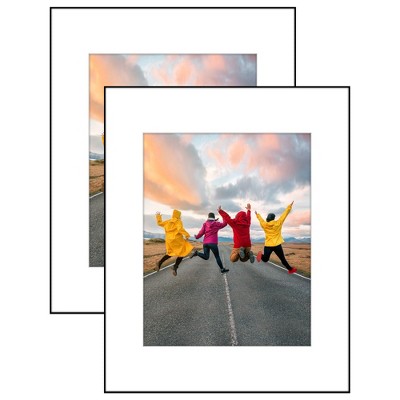 Americanflat Front Loading 16x20 Picture Frame Set with Mat for 11x14 - Perfect for Photos - 2 Pack - Black