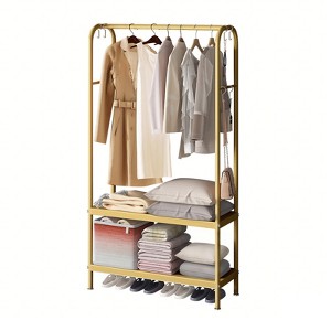 Heavy Duty Clothes Rack, Metal Clothing Racks For Hanging Clothes,Garment Rack With 2 Tier Closet Shelves, Metal Clothing Rack For Clothing Storage - 1 of 4
