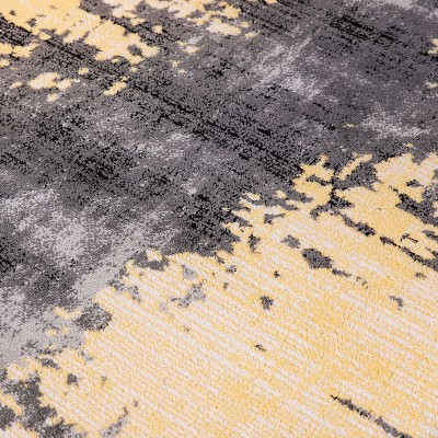 Yellow and Gray Abstract Distressed 5' x 7' Area Rug