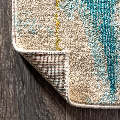 4' x 6' Blue Abstract Synthetic Reversible Area Rug