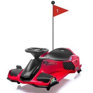 24V Kids Ride on Drift Car for Kids, Electric Go-Kart Up to 7.5 mph Variable Speed,Music,Colorful Tail LED Light - 1 of 4