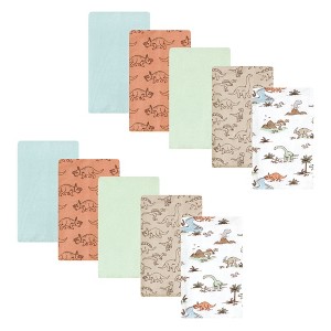 Hudson Baby Cotton Flannel Burp Cloths, Dinosaur Adventures 10-Pack, One Size - 1 of 4