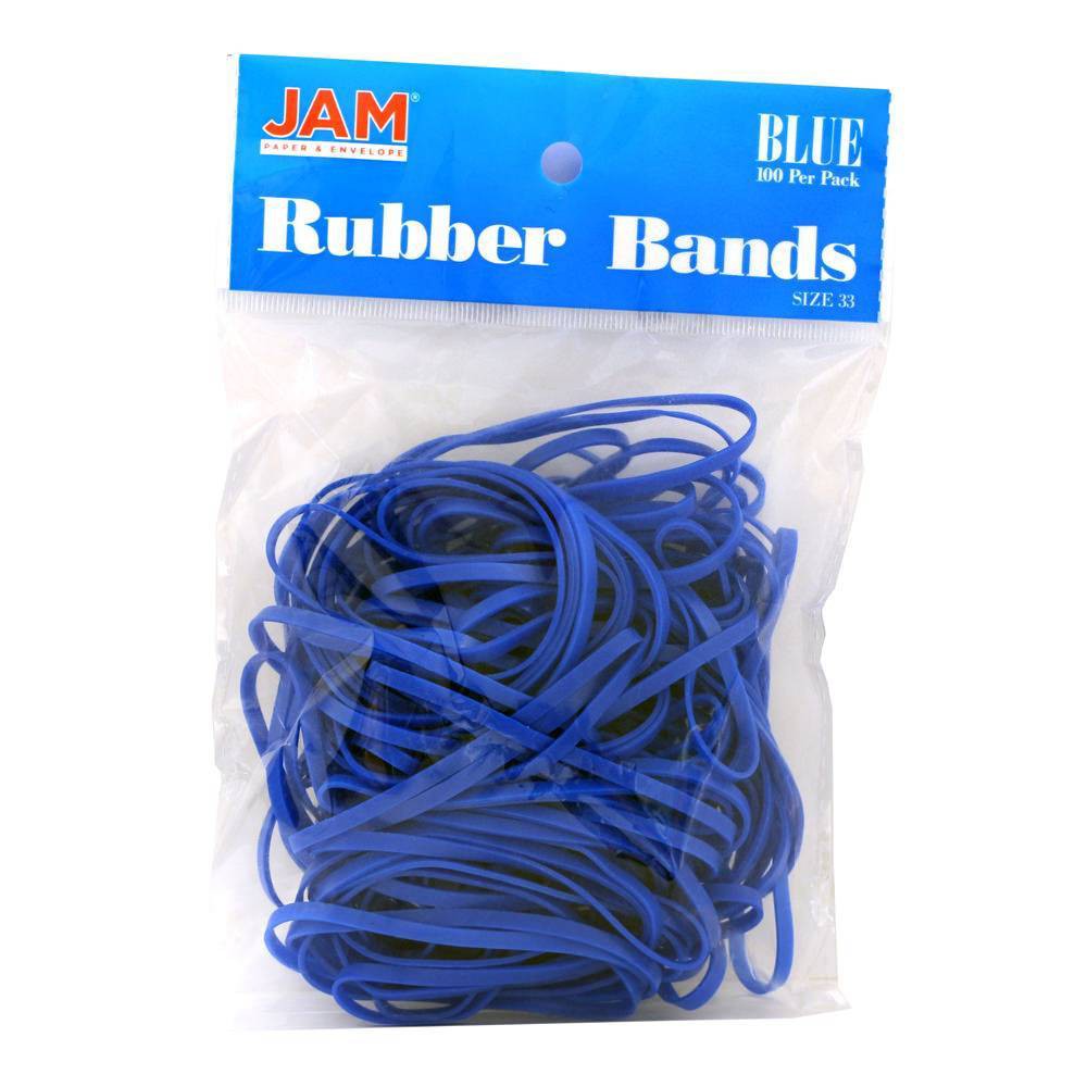 JAM Paper 100pk Colorful Rubber Bands - Size 33 - Blue