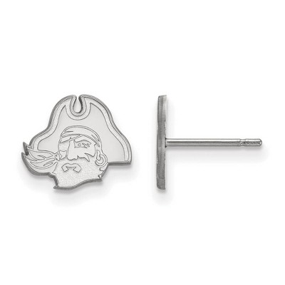 Black Bow Jewelry 10k White Gold East Carolina Pirates NCAA Post Earrings