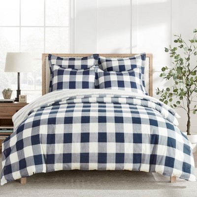 Camden Navy Cotton Twin Reversible Duvet Set
