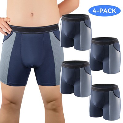 CARER 4pk Washable Incontinence Underwear for Men Urinary Bladder Leak-proof Incontinence Boxer Reuable - Mild Absorbency