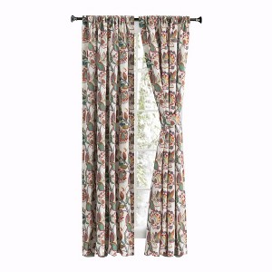 Ellis Curtain Wynette Lined 3" Rod Pocket Curtain Panel Pair with Tiebacks Multicolor - 1 of 4