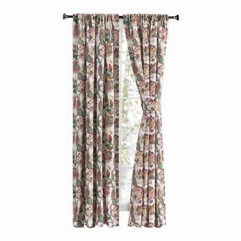 Ellis Curtain Wynette Lined 3" Rod Pocket Curtain Panel Pair with Tiebacks Multicolor - image 1 of 4