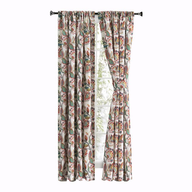 Ellis Curtain Wynette Lined 3" Rod Pocket Curtain Panel Pair with Tiebacks Multicolor, 1 of 5