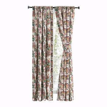 Ellis Curtain Wynette Lined 3" Rod Pocket Curtain Panel Pair with Tiebacks Multicolor