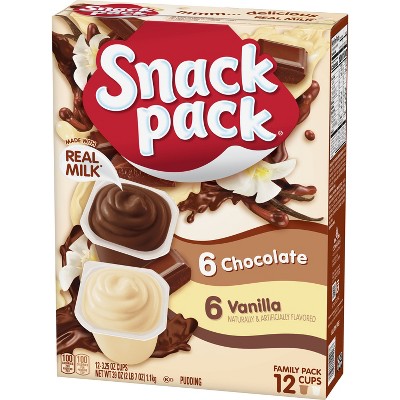 Snack Pack Chocolate and Vanilla Pudding - 39oz/12ct