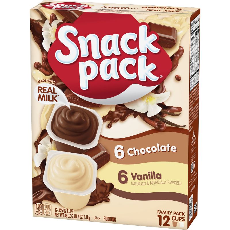 Snack Pack Chocolate and Vanilla Pudding - 39oz/12ct, 4 of 5