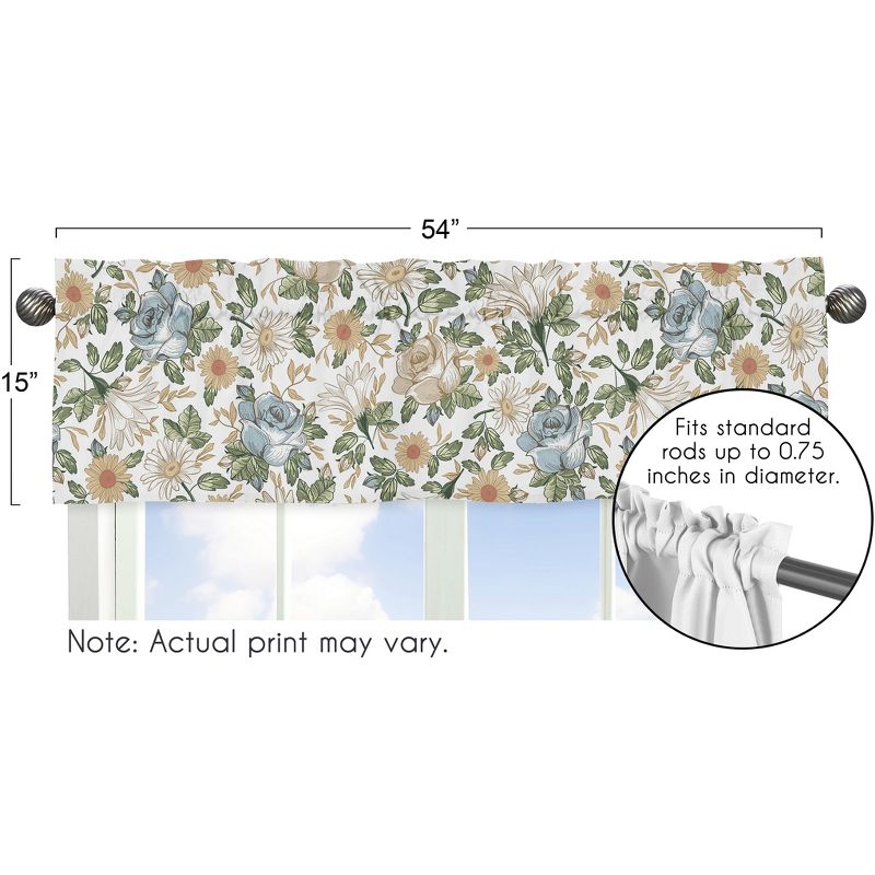 Sweet Jojo Designs Window Valance Treatment 54in. Vintage Floral Blue and Yellow, 5 of 7