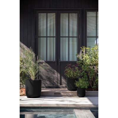 Veradek Mason Series Black Plastic-Stone Planter Set