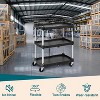 Collapsible Service Cart 3 Tier Folding Rolling Utility Cart with Lockable Wheels, Heavy Duty & Portable for Garage Warehouse Office - 2 of 4