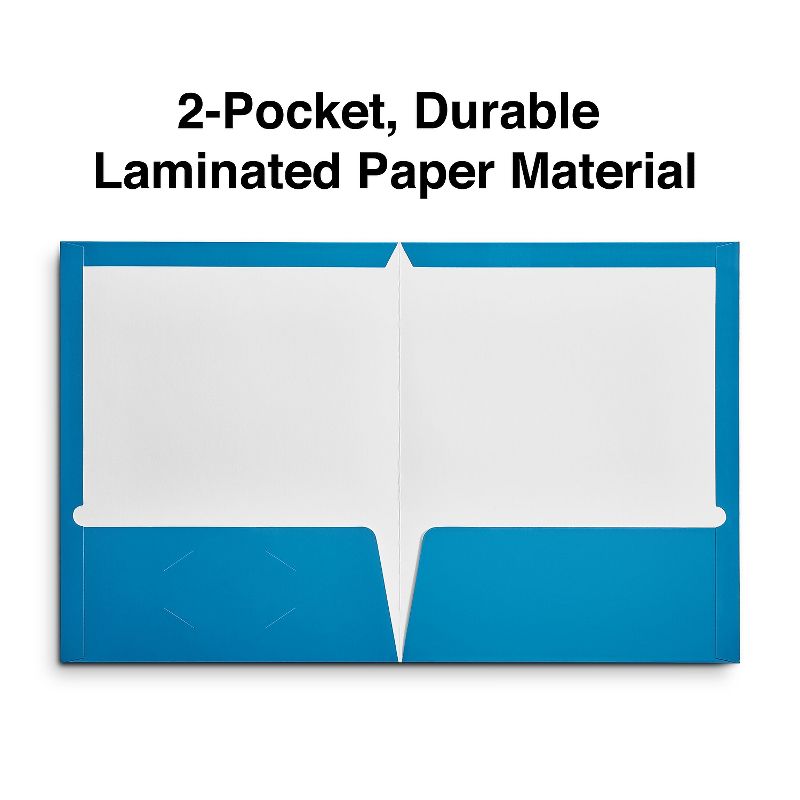 Staples 2-Pocket Laminated Folders Light Blue 10/Pack 13373-CC, 3 of 5