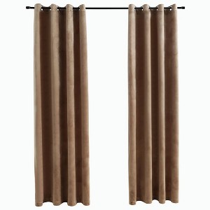 vidaXL Blackout Curtains with Rings 2 pcs Beige 54"x84" Velvet - 1 of 1