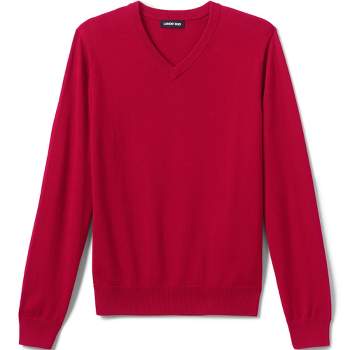 Lands' End School Uniform Men's Cotton Modal Fine Gauge V-neck Sweater