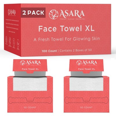 Asara Disposable Face Towel XL Facial Wipes Makeup Remover - Organic Vegan Biodegradable Face Towels