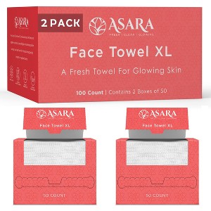Asara Disposable Face Towel XL Facial Wipes Makeup Remover - Organic Vegan Biodegradable Face Towels - 1 of 4