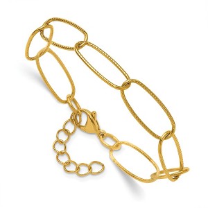 Chisel Stainless Steel Textured Yellow IP-plated Open Link 6.5" Plus a 1" Ext. Bracelet - 1 of 4