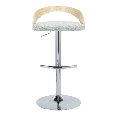 Set of 2 Green Adjustable Swivel Barstools with Wood Back