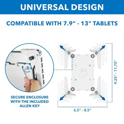 White Adjustable Universal Tablet Floor Stand with Lockable Mount