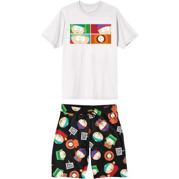 South Park Main Character Grid Men's 2-Pack T-shirt & Lounge Short Sleep Set