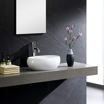 White Ceramic Oval Vessel Bathroom Sink