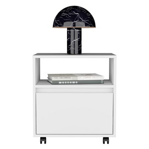 TIRAMISUBEST Nightstand with 1 Drawer, Caster Wheels, Buffet Cabinet for Mobile Bedroom Storage - 1 of 4
