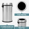 17 Gallon Stainless Steel Waste Bin, Commercial Grade Outdoor Garbage Can, Fingerprint-Proof Garbage Can, Round Trash Bin, for Kitchen - 2 of 4