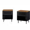NicBex 2 Set Nightstand with 1 Drawer,Bedside Table with Metal Legs,Modern Side Table for Bedroom,Living Room,Black/Brown - 2 of 4