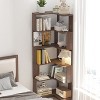 Okak 6 Tier Freestanding L-Shaped Bookshelf Corner Organizer,Wooden Display Bookcase with Anti-Tip Device for Home Office,Study - 2 of 4