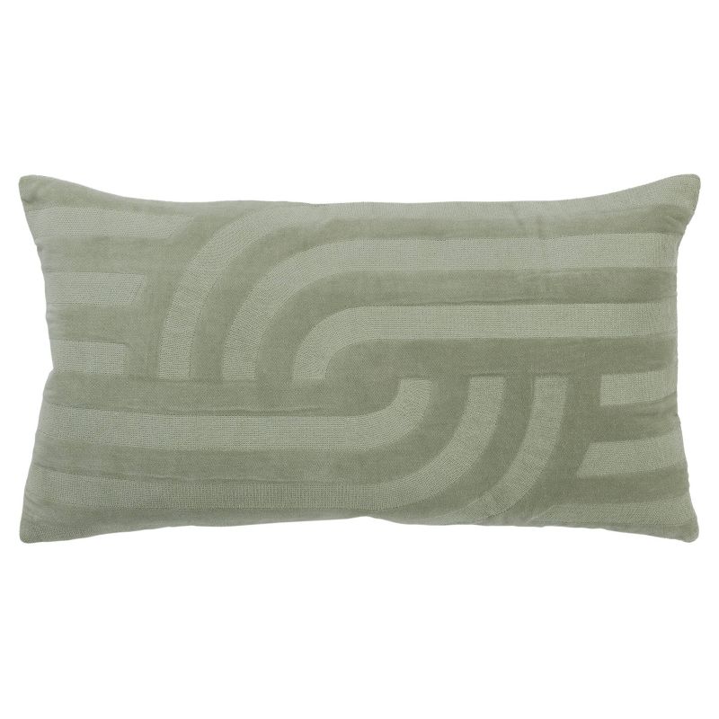 14&#34;x26&#34; Oversized Solid Striped Poly Filled Lumbar Throw Pillow Green - Rizzy Home, 1 of 11