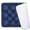 Home Mart Goods Navy Blue Bath Set 3 Piece Anti-Slip Checkered Bathroom Mat, Large Contour Mat & Toilet Seat Lid Cover - 3 of 3
