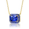 14K Yellow Gold Plated Petite Pendant Necklace with Radiant Cut Blue Sapphire Cubic Zirconia and Halo, legant Design Featuring a Sparkling Solitaire - 3 of 3