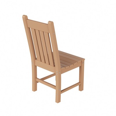 Teak Armless Outdoor Dining Chair with Plastic Seat