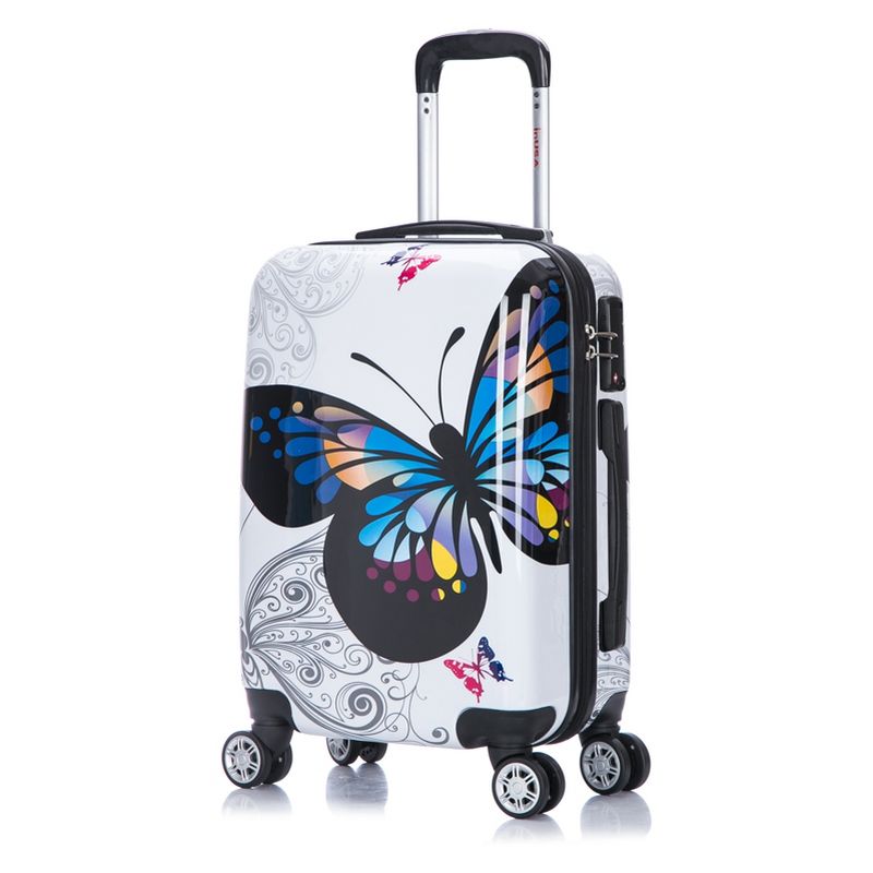 InUSA Prints Hardside Large Checked Spinner Suitcase - Butterfly, 3 of 10