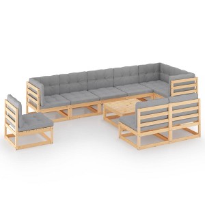 vidaXL 10 Piece Patio Lounge Set with Cushions Solid Pinewood - 1 of 4